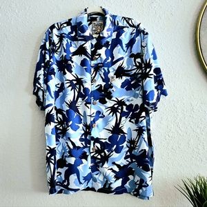MAMBO Loud Indonesia Vintage Hawaiian Surfers Paradise Blue & White Shirt